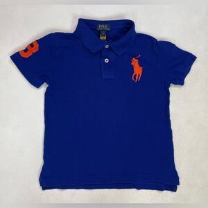 Polo Ralph Lauren Rugby Polo Shirt Boys Size 7 Blue Big Pony 3 Short Sleeve